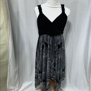 Olivia Matthews Black and Gray Paisley High-Low Dress